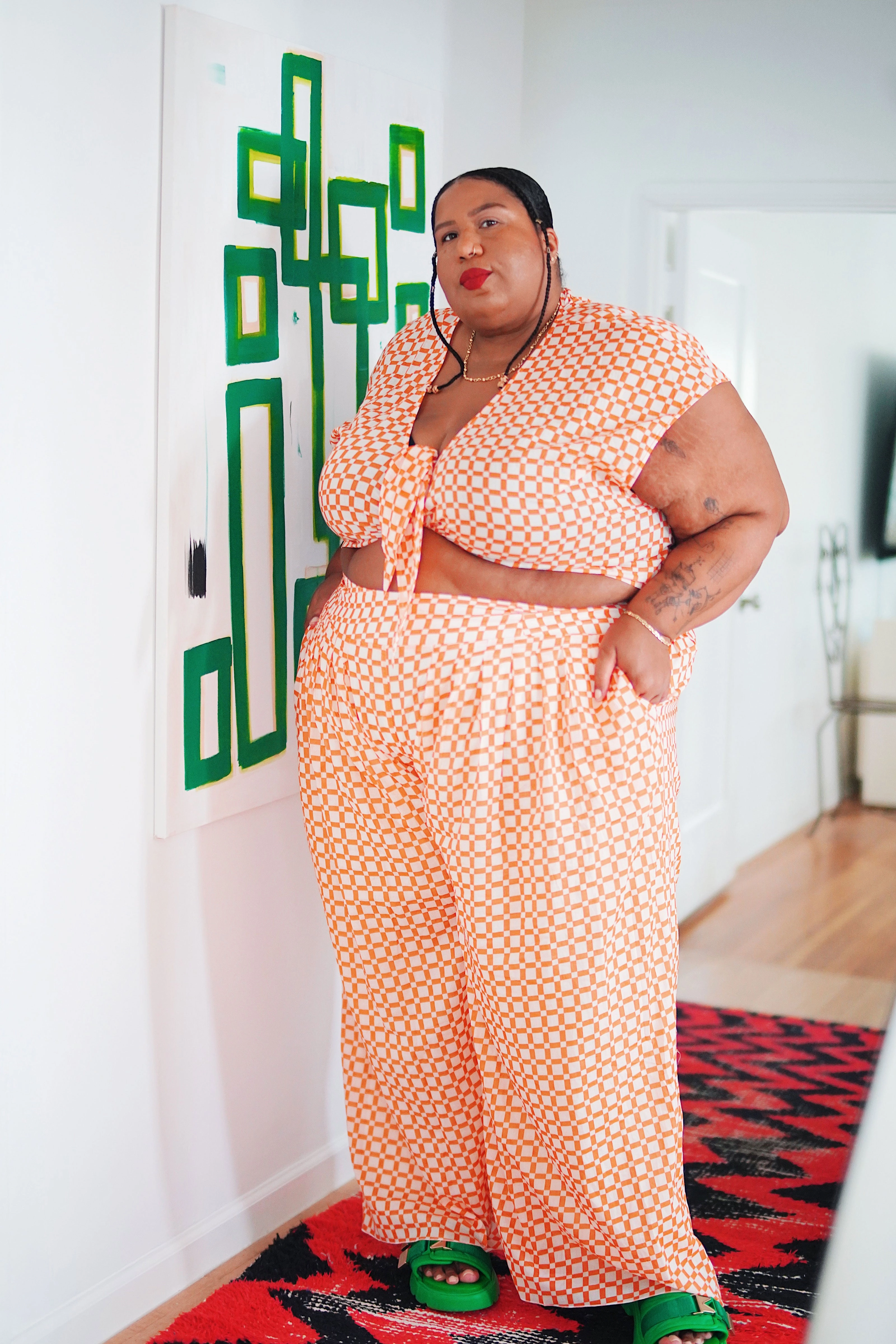 Anti Odor Treatment ContouredPanels @itsmekellieb X WRAY Knot Top - Sunset Basket Check