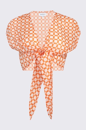 Quick Access Pockets @itsmekellieb X WRAY Knot Top - Sunset Basket Check