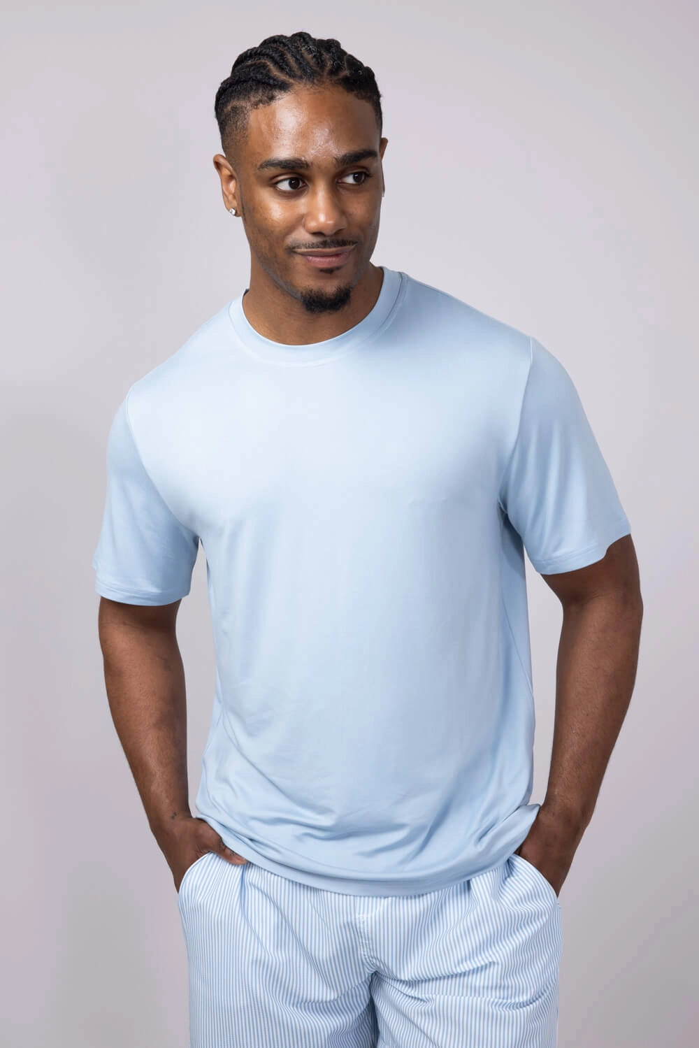 Hallstatt Ultra Soft Knit Poly T-Shirt for Men in Blue Fog | HK034-BLUEFOG Sports Apparel Casual Layer Wear