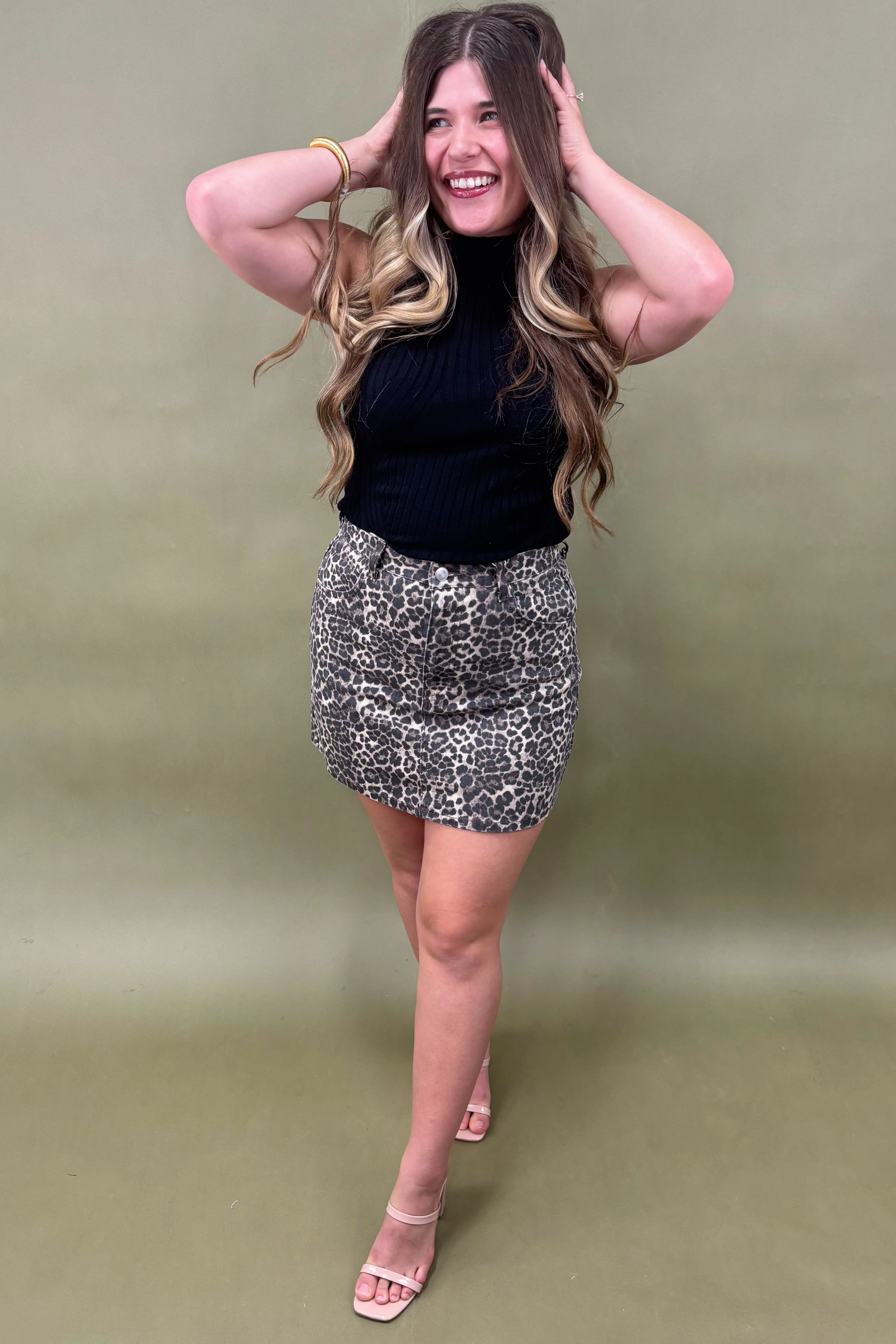 On The Prowl Leopard Mini Skirt Sporty Design Compression Support Lining