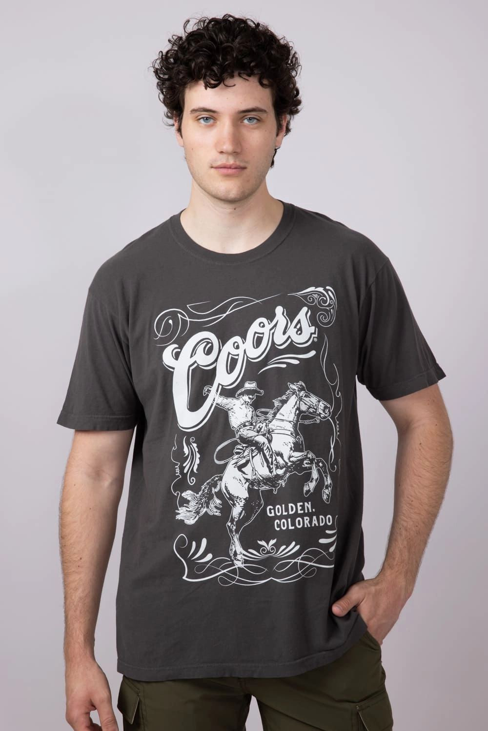 Coors Saddle Rodeo T-Shirt for Men in Grey | 17642-801 Standard Body Fit
