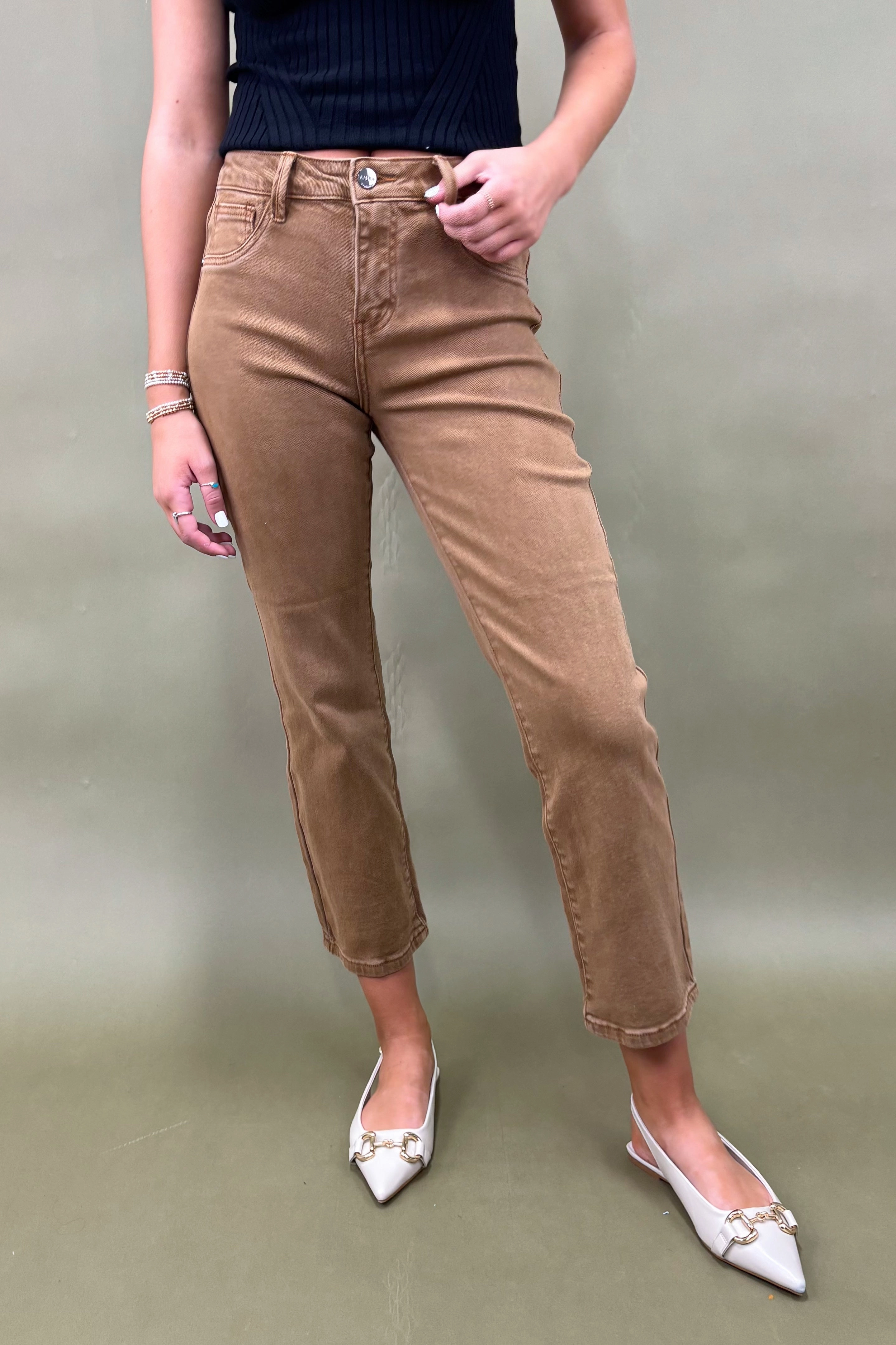 The Marlowe Crop Straight Jeans Relaxed fit wear