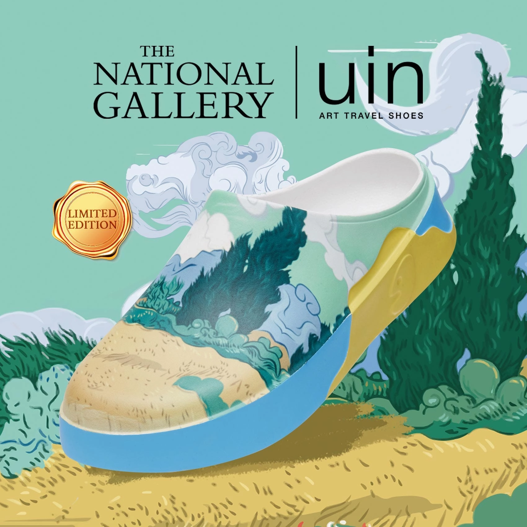 Van Gogh Wheatfield with Cypresses Tenerife Women Slip Ease Walking