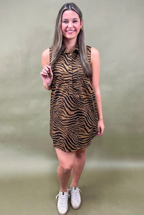 Fall Piece Weekend Ready Roaring Glam Tiger Print Mini Dress
