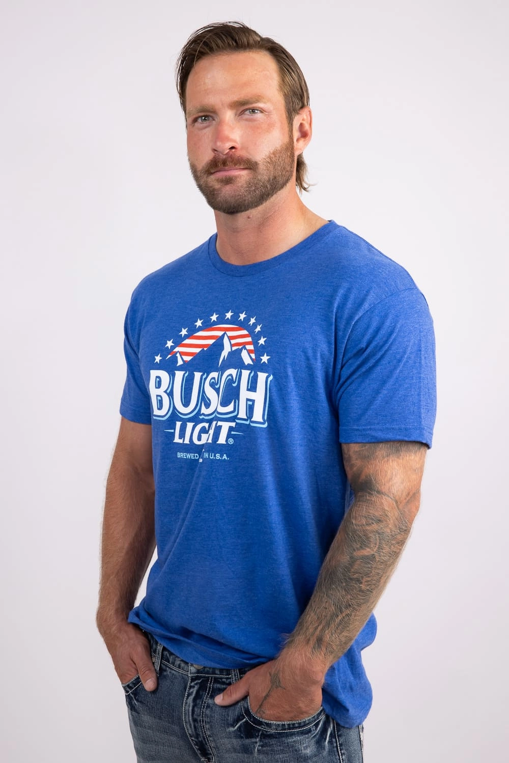 Busch Light USA T-Shirt for Men in Blue  | 17100-101B Top Rated Comfy Casual Wear