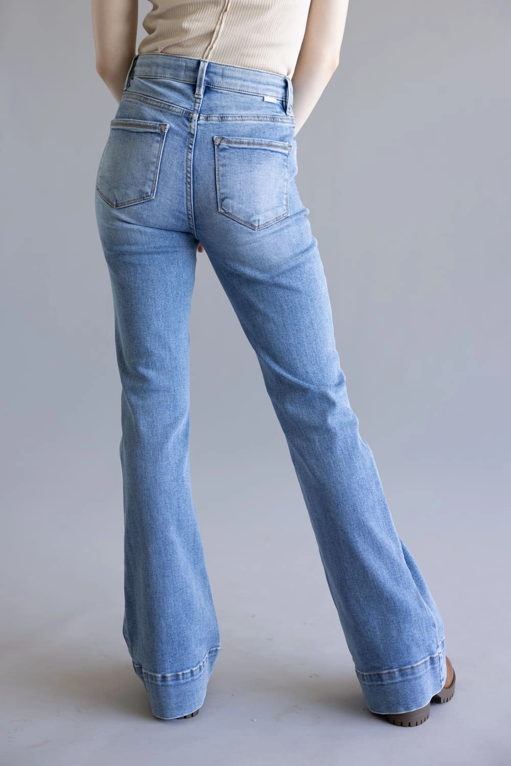 Chill Attire Risen High Rise Tummy Control Flare Jeans for Women | RDP5914-MD