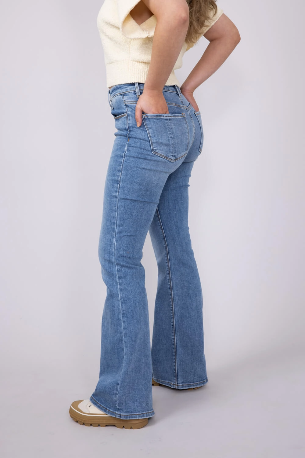 Risen Mid Rise Flare Jeans for Women | RDP5404CH-MD Winter Warmth Durable Flattering Style