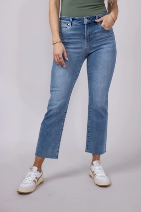 Basic Piece Risen Mid-Rise Straight Raw Hem Jeans for Women | RDP5203CH-MD