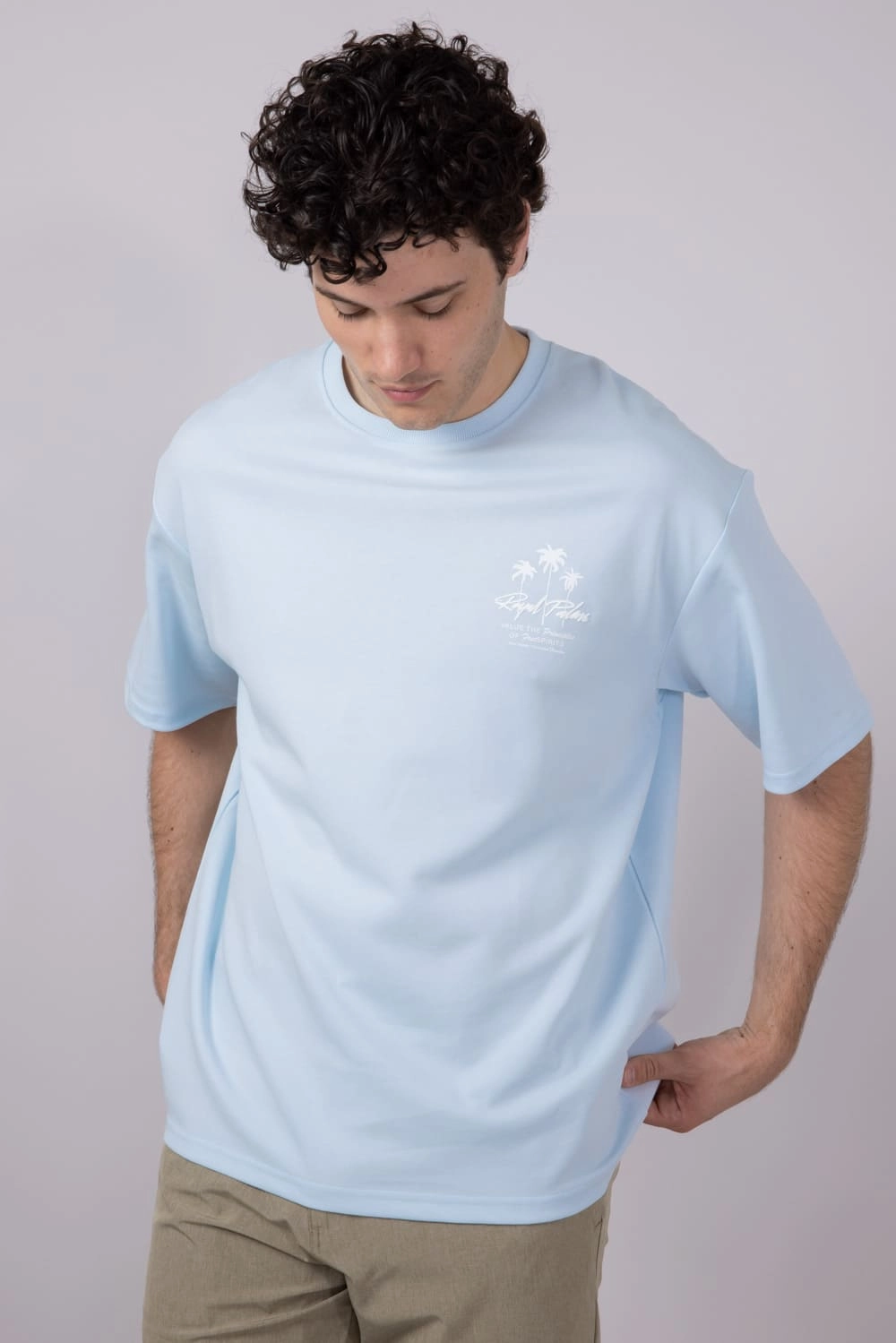 casual outing Royal Palms T-Shirt for Men in Light Blue | CKTS C176