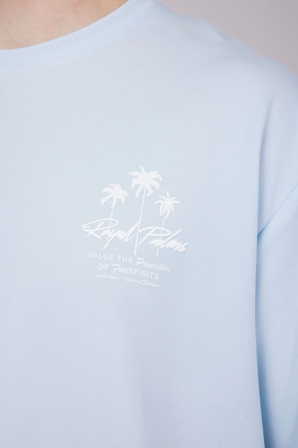 Royal Palms T-Shirt for Men in Light Blue | CKTS C176 Cozy Vibe Wear