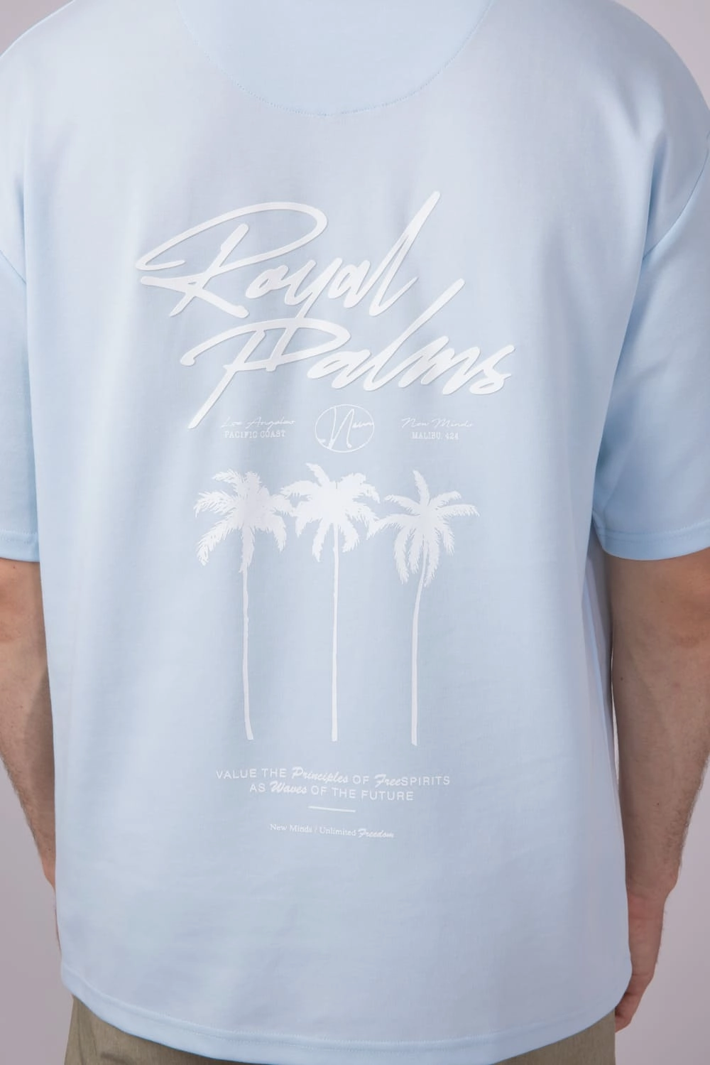 OdorResistantTechnology Royal Palms T-Shirt for Men in Light Blue | CKTS C176