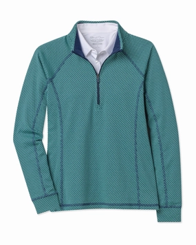Witney Quarter Zip - Sea Green New Indigo Street Bold