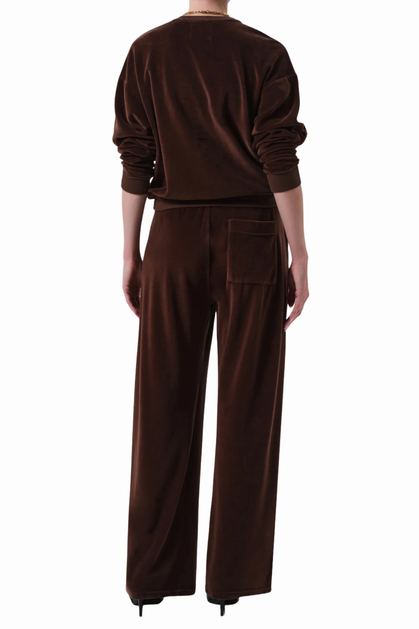 Brynn Drawstring Pant in Velour Cammello Comfortable Waistband