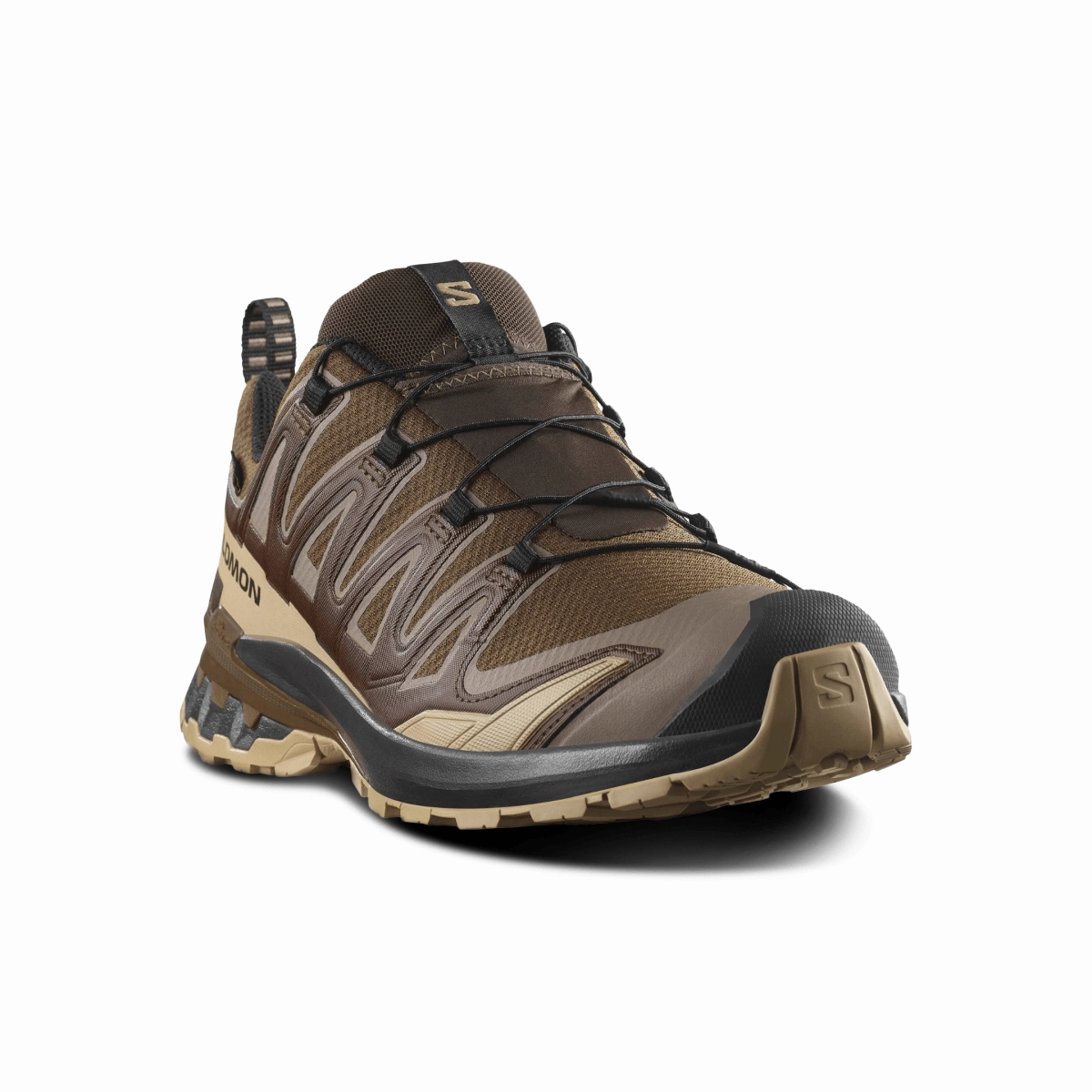 Salomon Men's XA Pro 3D V9 Gore-Tex Dark Earth/Desert Tan/Black Shock Diffusion Midsole Sculpted stability
