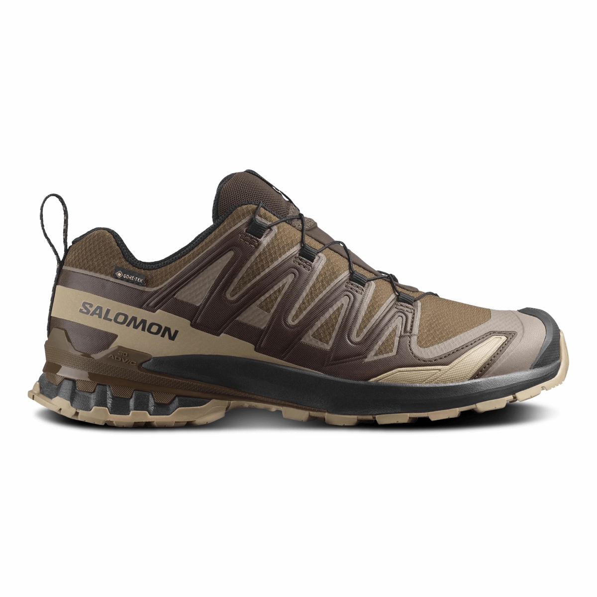 Durable Material Textile Upper Salomon Men's XA Pro 3D V9 Gore-Tex Dark Earth/Desert Tan/Black