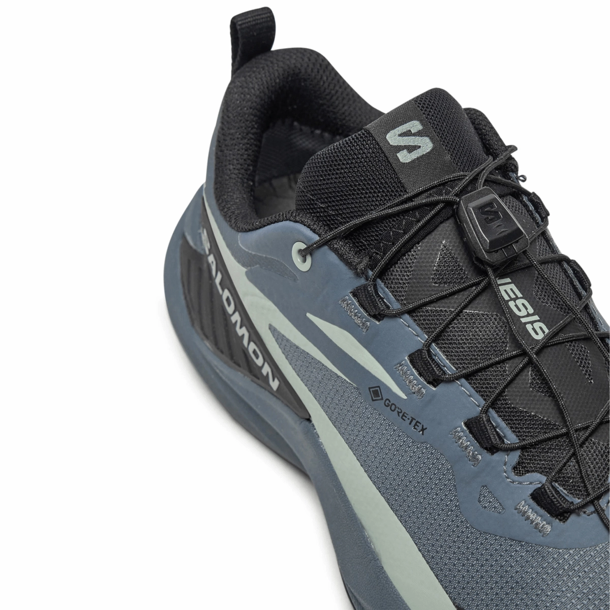 Salomon Women's Genesis Gore-Tex Turbulence/Black/Green Milieu Natural Stride Active Steps