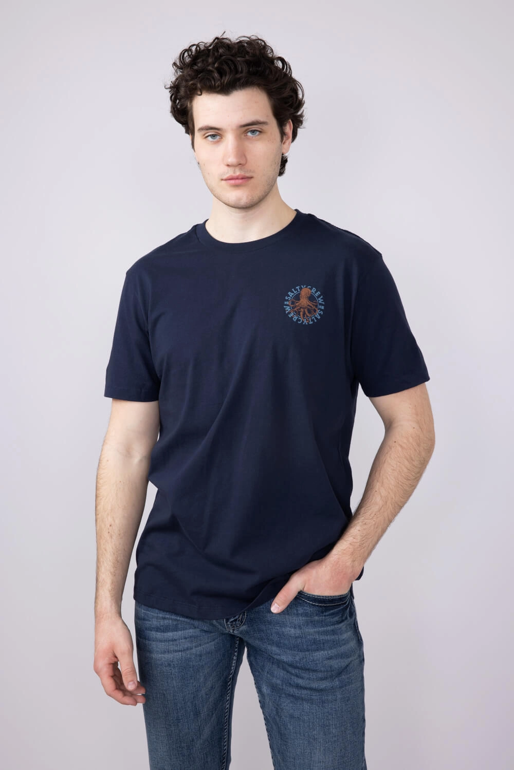 Casual Vibe Wear Salty Crew Tentacles T-Shirt for Men in Navy | 20035729-NAVY