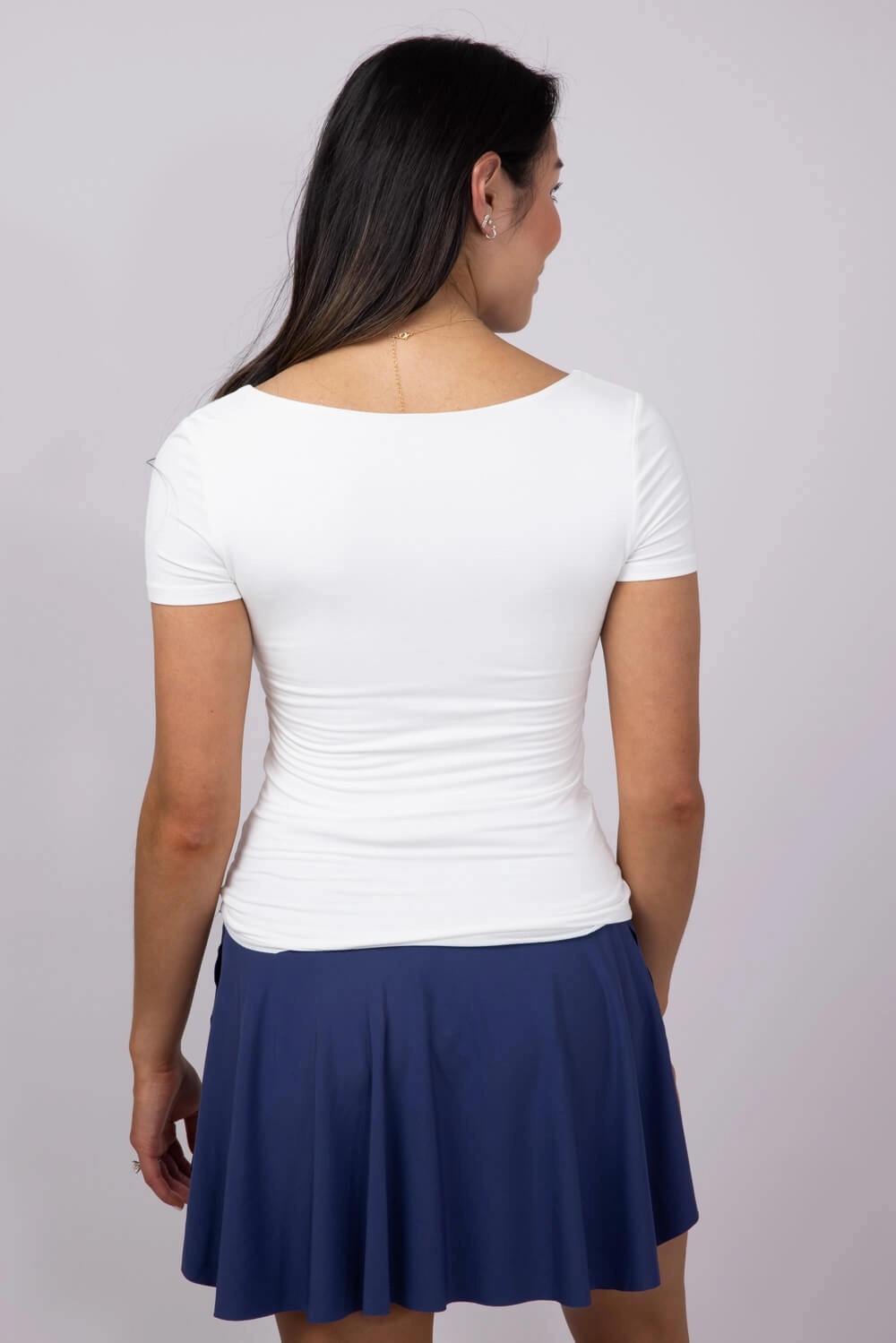 Seasonal Casual Seamless Double Layer Knit T-Shirt for Women in White | T30991-IVORY