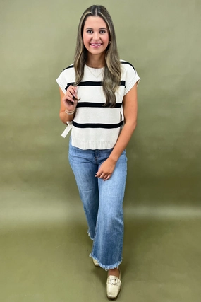 ZeroWastePattern Street Style Seashell Stripes Sweater