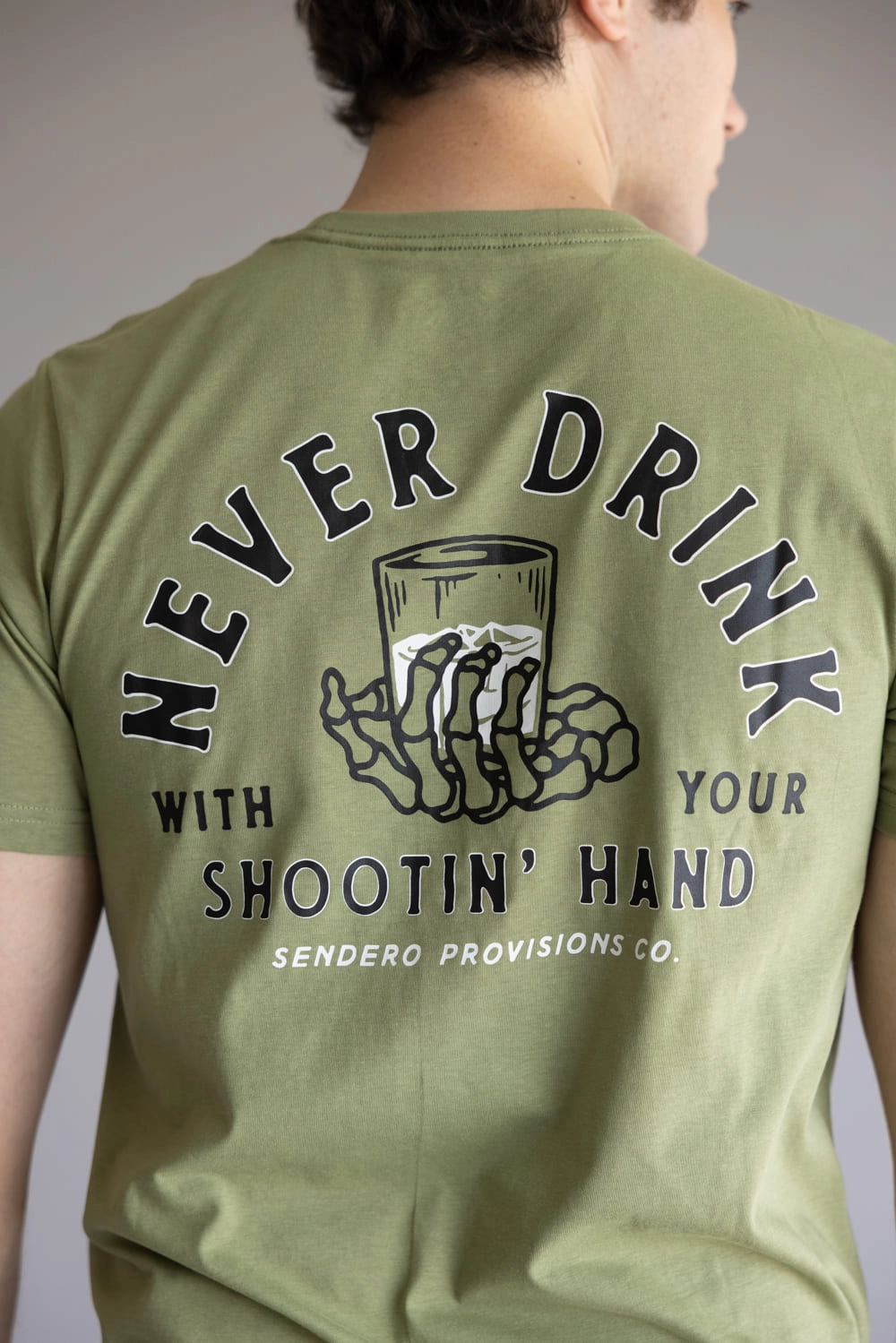 Everyday Fashion Quick Slip Sendero Provisions Shootin Hand T-Shirt for Men in Sage | SPCS120P15-SAGE