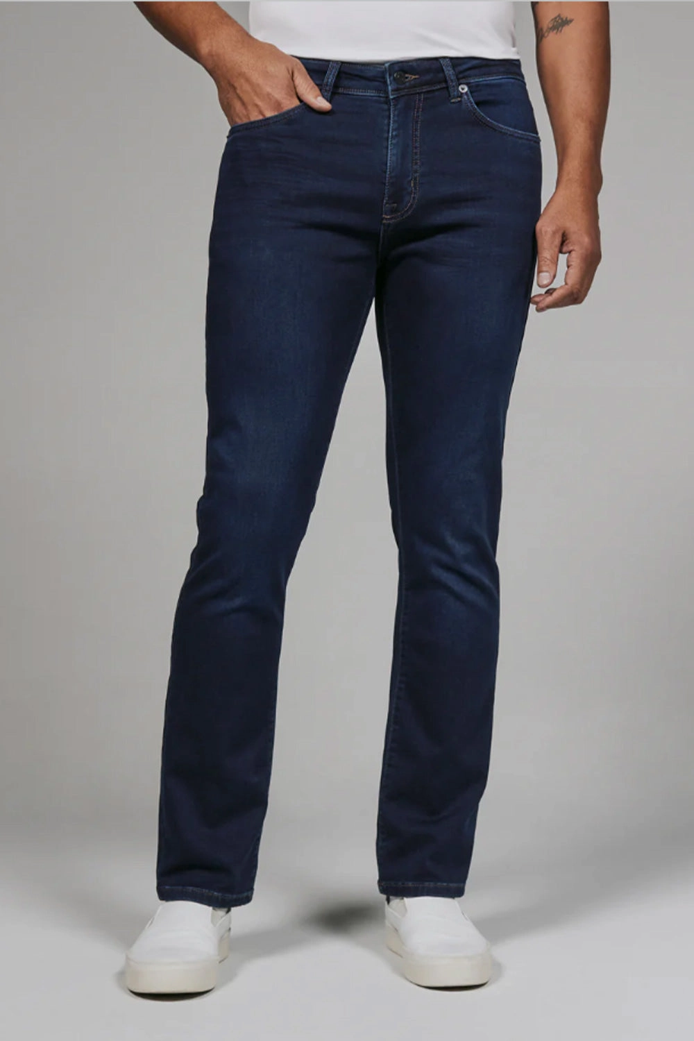Plain style 7Diamonds Generation Athletic Fit Denim Jeans for Men in Dark Wash | STP-1294-OCEAN