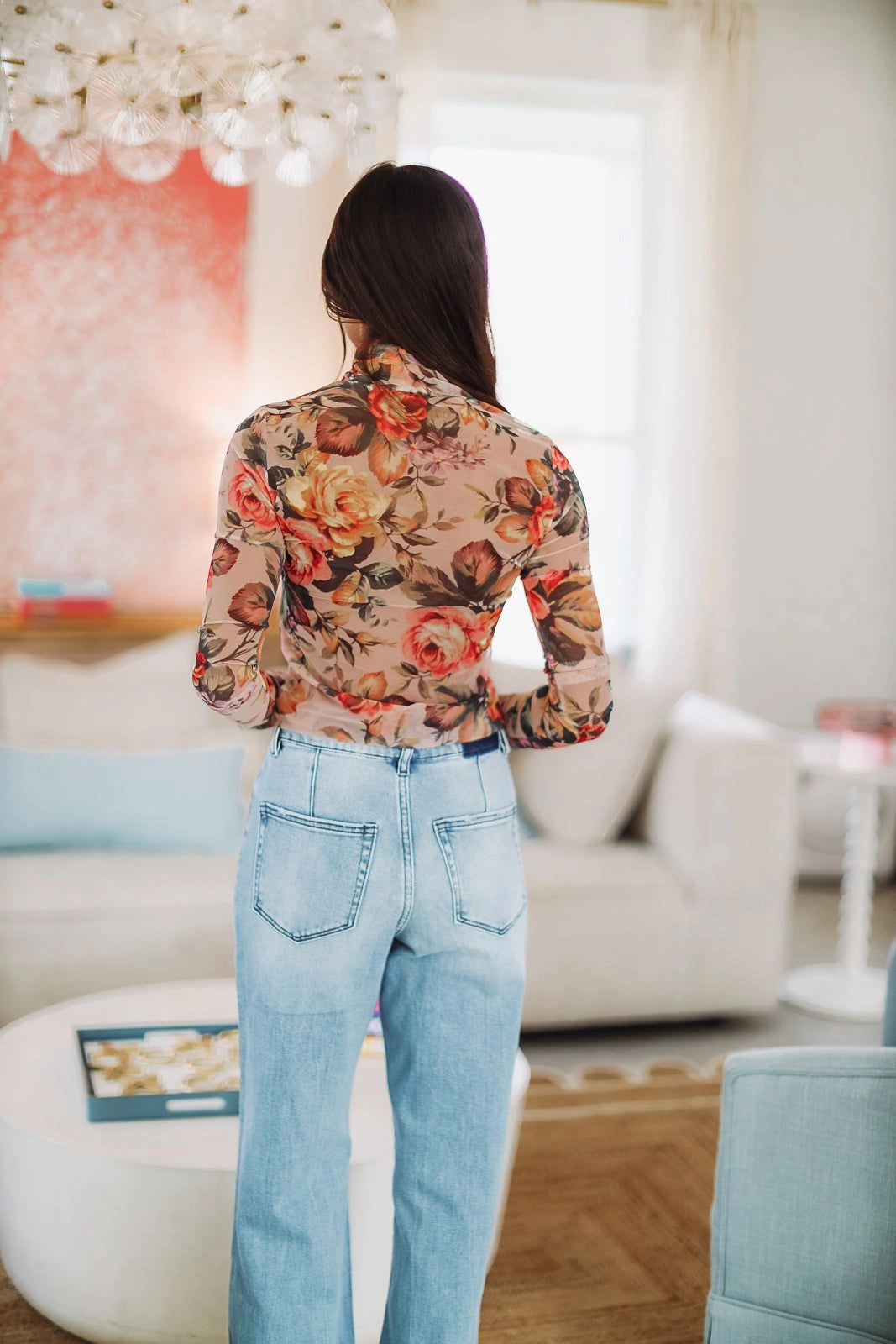 LightweightMaterial NonChafingTrim Sheer Indulgence Top - Blush Floral