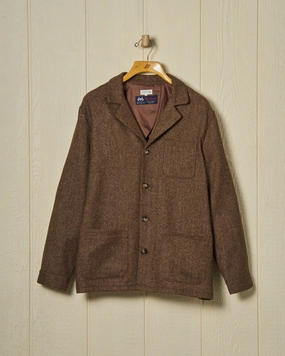 Minimalist Aesthetic Style Staple Shetland Wool Loafer Jacket in Chestnut Herringbone