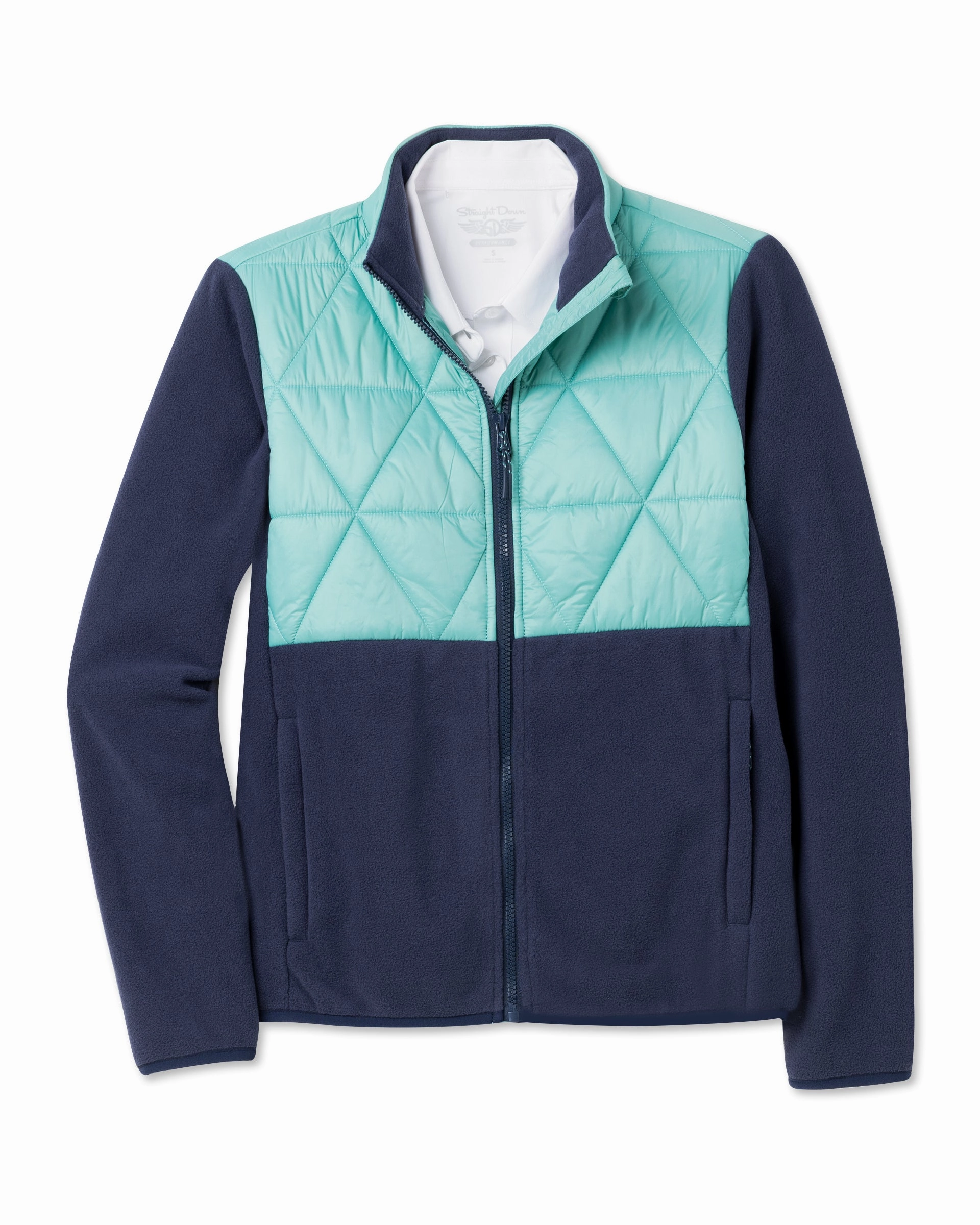 MagneticClosure Bonded Zippers Laurel Hybrid Fleece Jacket - Sea Green New Indigo