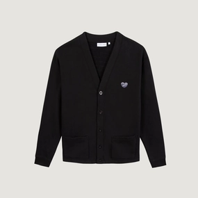 Seasonal Trend Unisex style "Patch Coeur" Boissonade Cardigan (Black)