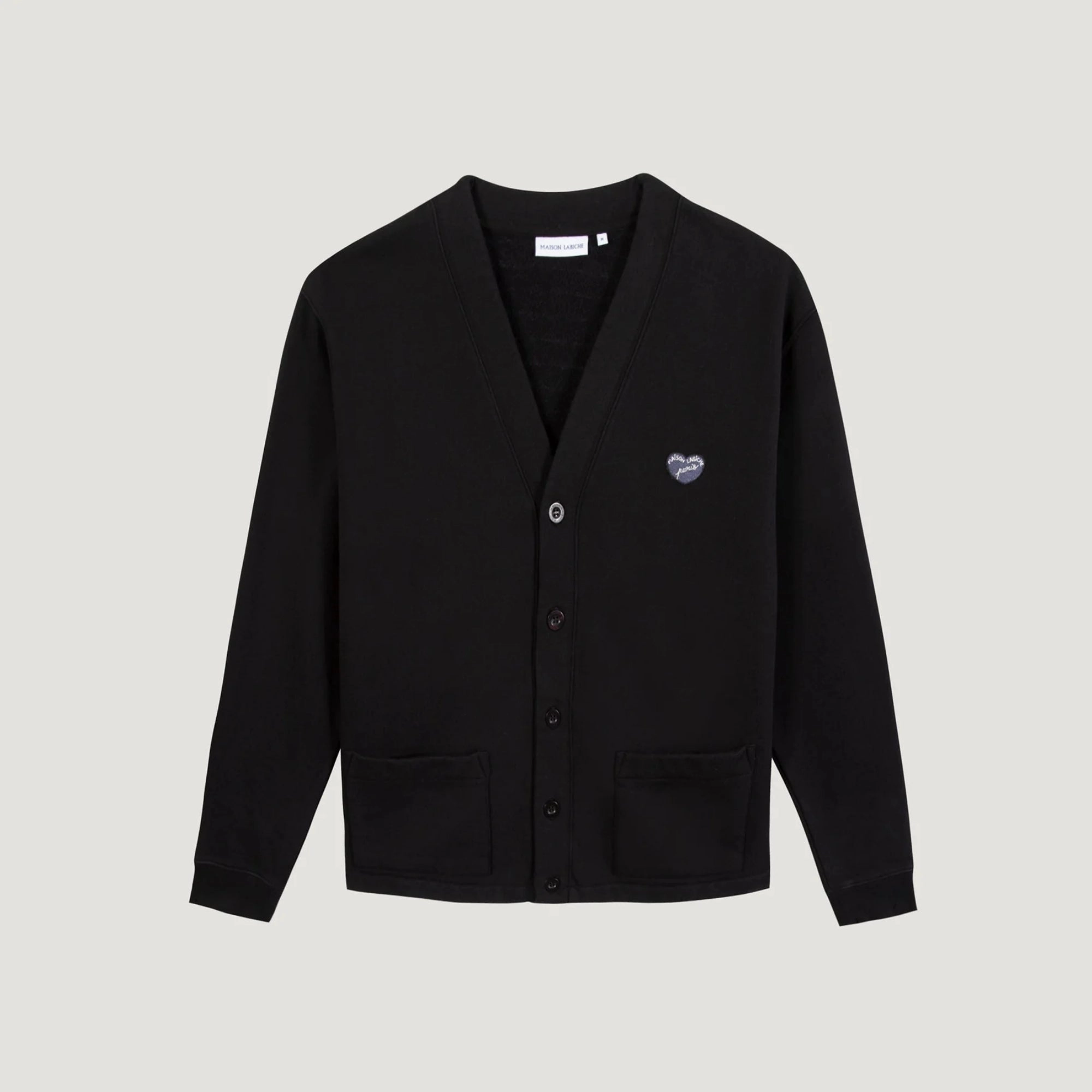 Seasonal Trend Unisex style "Patch Coeur" Boissonade Cardigan (Black)