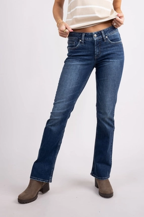 Silver Jeans Suki Mid Rise Slim Bootcut Jeans For Women | L93616SDK424 Mid Rise Structure Comfortable Waistband