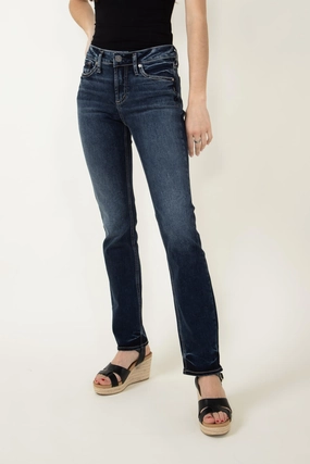 Silver Jeans Suki Mid Rise Straight Jeans for Women | L93413EDB359 Premium Look
