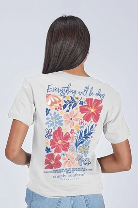 Stretch Knit Simply Southern Everything Will Be Okay T-Shirt for Women in Beige | SS-OK-STAR