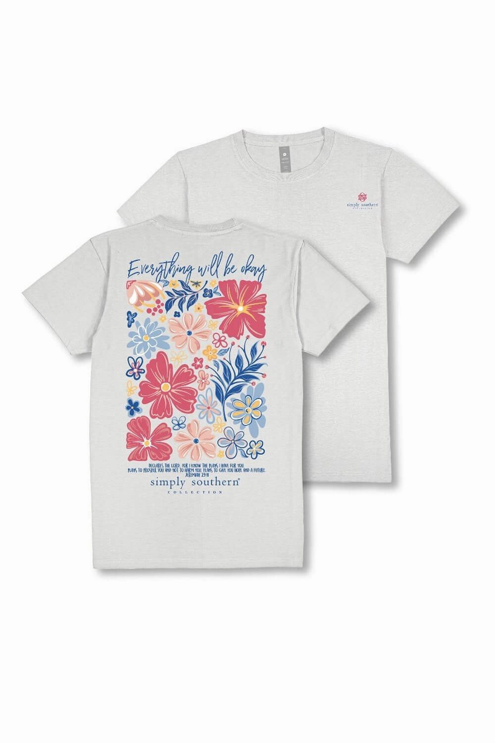 Simply Southern Everything Will Be Okay T-Shirt for Women in Beige | SS-OK-STAR Flexible Collar Trendy All-Day