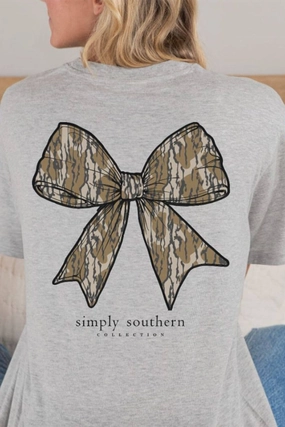 Simply Southern Camo Bow T-Shirt for Women in Ash Grey | SS-CAMOBOW-ASHGRY Simple Comfort Wear