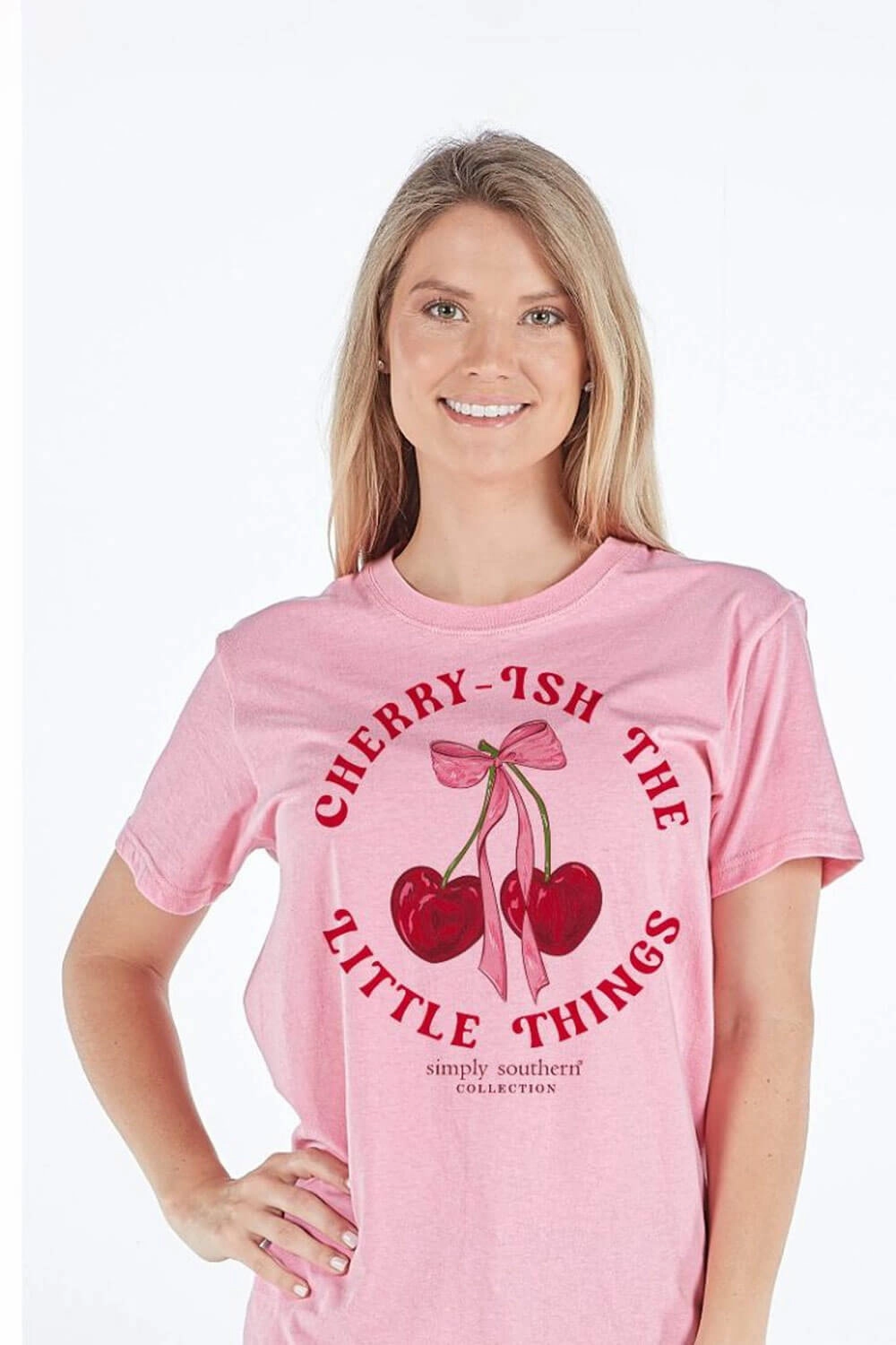 Simply Southern Cherry-Ish T-Shirt for Women in Pink | SS-CHERRYISH-WSHPNK Sporty Appeal Double Stitched Seams