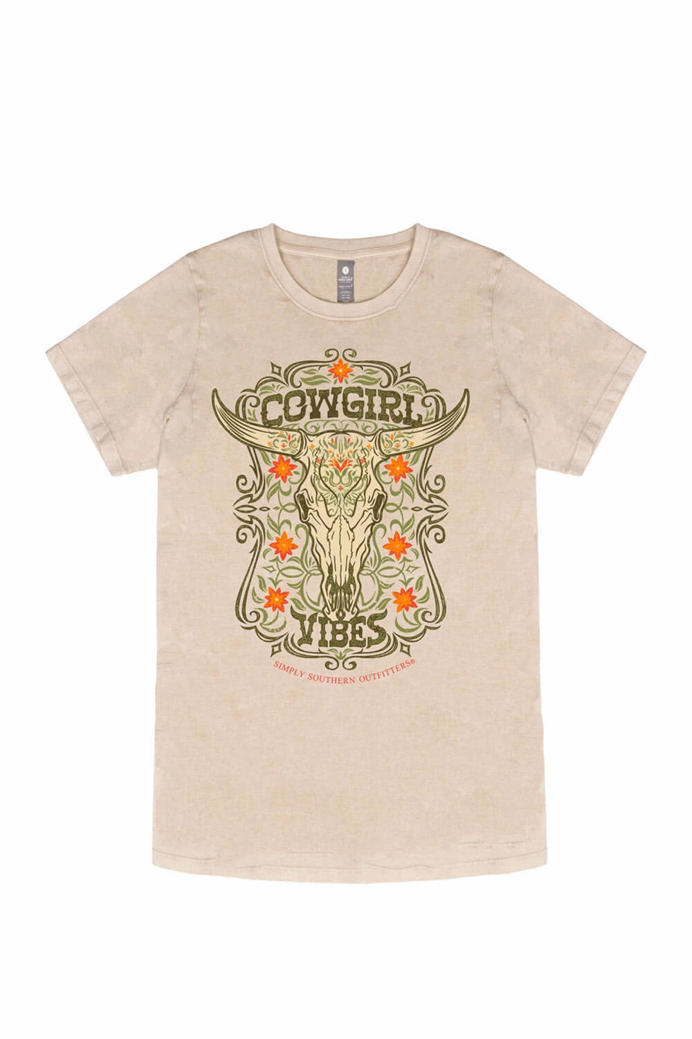 WrinkleFreeFabric Simply Southern Cowgirl Vibes T-Shirt for Women in Washed Ecru | SS-COWGIRLVIBES-WSHECRU