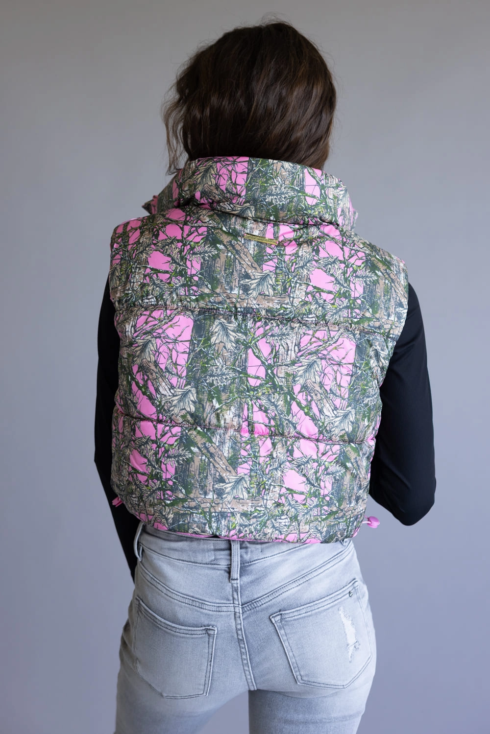 Simply Southern Cropped Puffer Vest for Women in Camo Pink | PP-0225-VEST-PUFFR-CAMOPNK Breathable Material Adjustable Cuff System Compact Packable