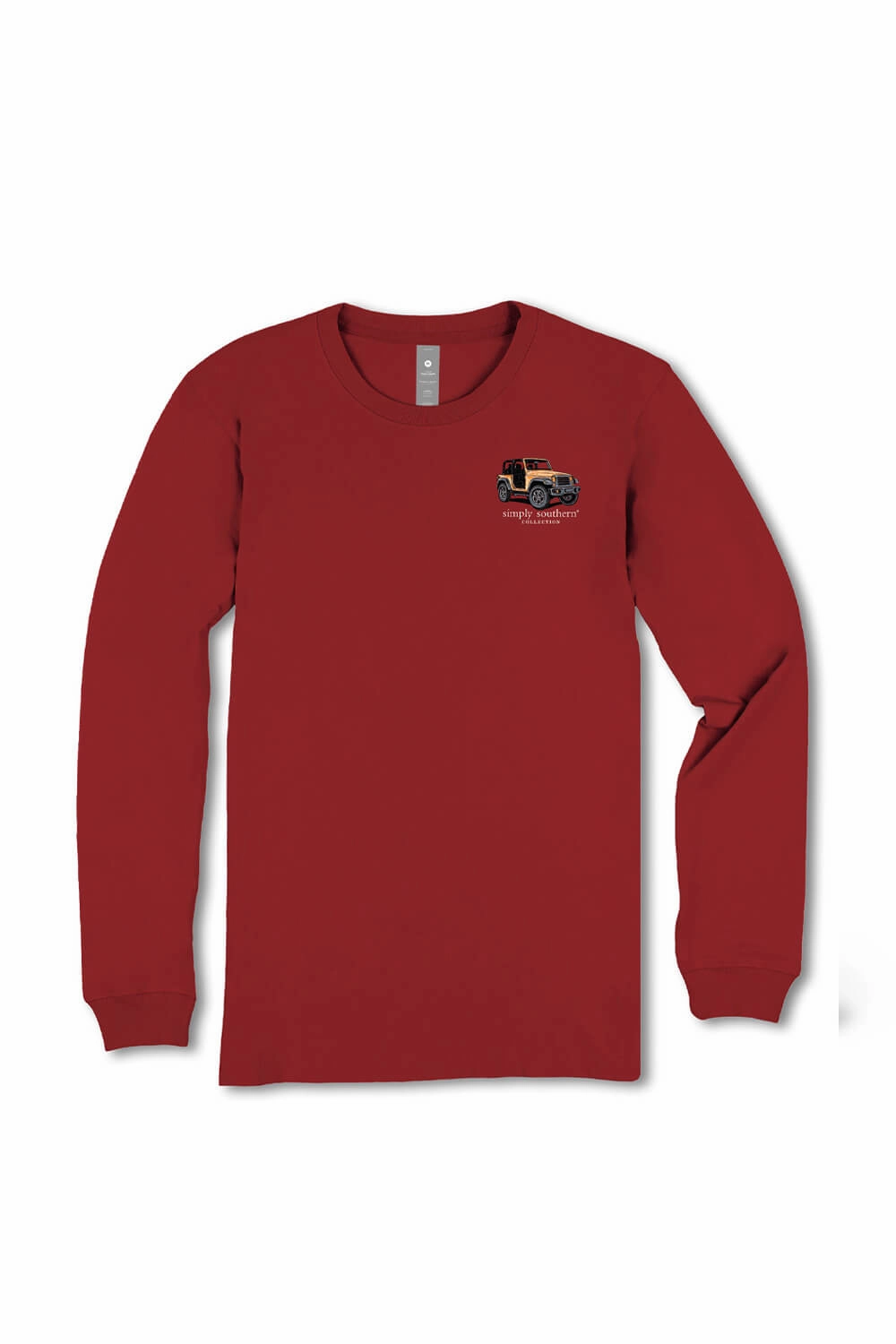 Everyday Casual Comfy Base Simply Southern Duck Bear Long Sleeve T-Shirt for Women in Carmine | LS-DUCKBEARS-CARMINE