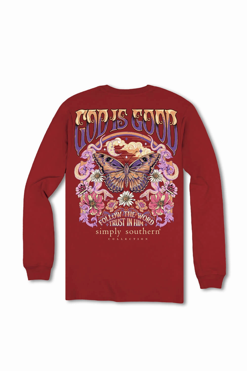 Elegant Simply Southern Follow the Word Long Sleeve T-Shirt for Women in Carmine | LS-FOLLOW-CARMINE