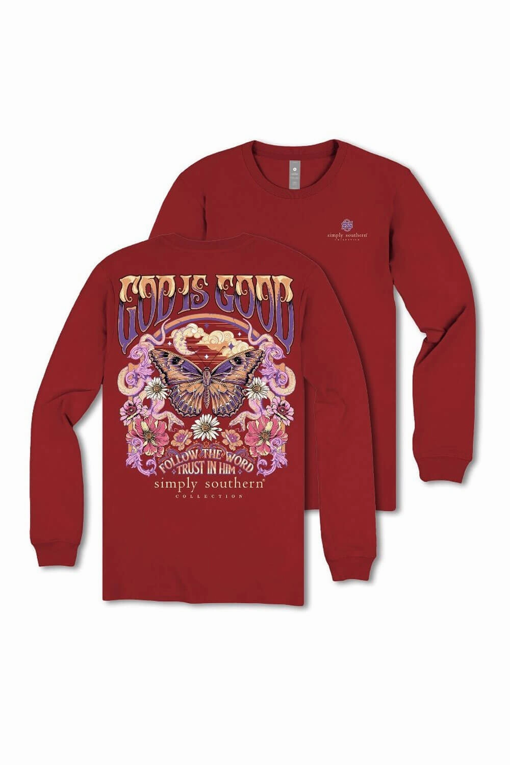 Simply Southern Follow the Word Long Sleeve T-Shirt for Women in Carmine | LS-FOLLOW-CARMINE Informal charm