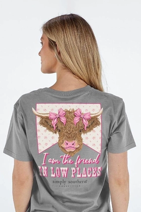 Simply Southern Friend In Low Places T-Shirt for Women in Heather Grey | SS-COW-HTHRGRY Sleek Design BreathableMaterial