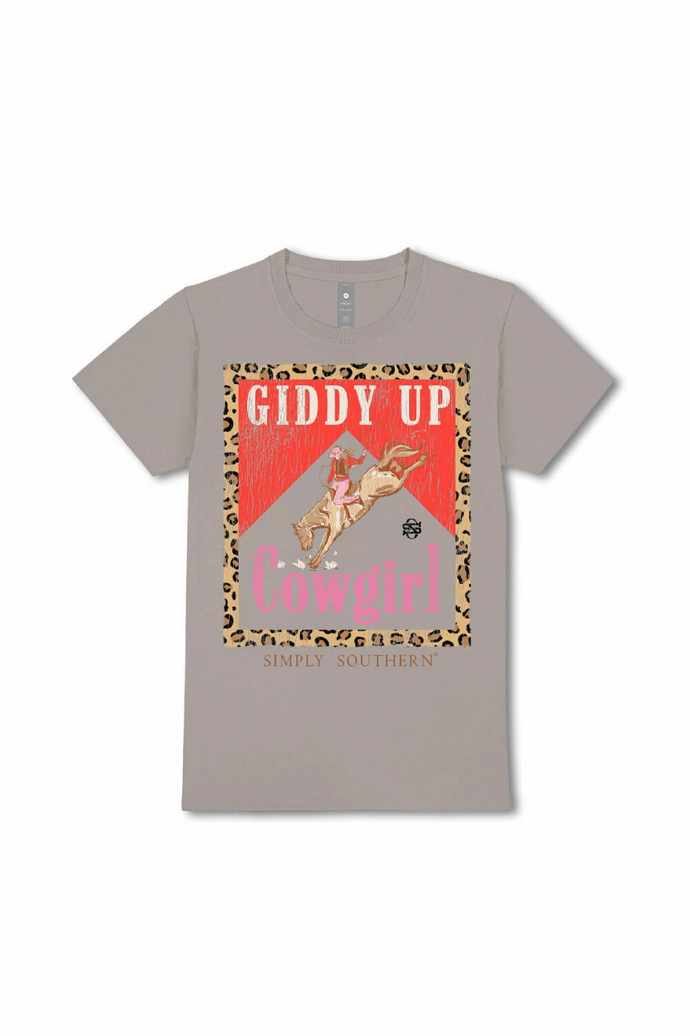 Simply Southern Giddy Up Cowgirl T-Shirt for Women in Grey | SS-COWGIRL-WSHSHDW Layering Essential
