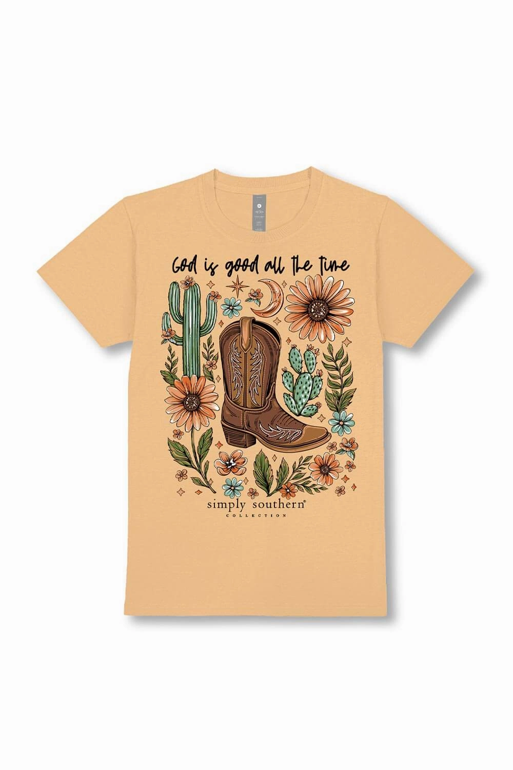 Party fun Simply Southern God Is Good T-Shirt for Women in Bisque Cream | SS-TIME-BISQUE