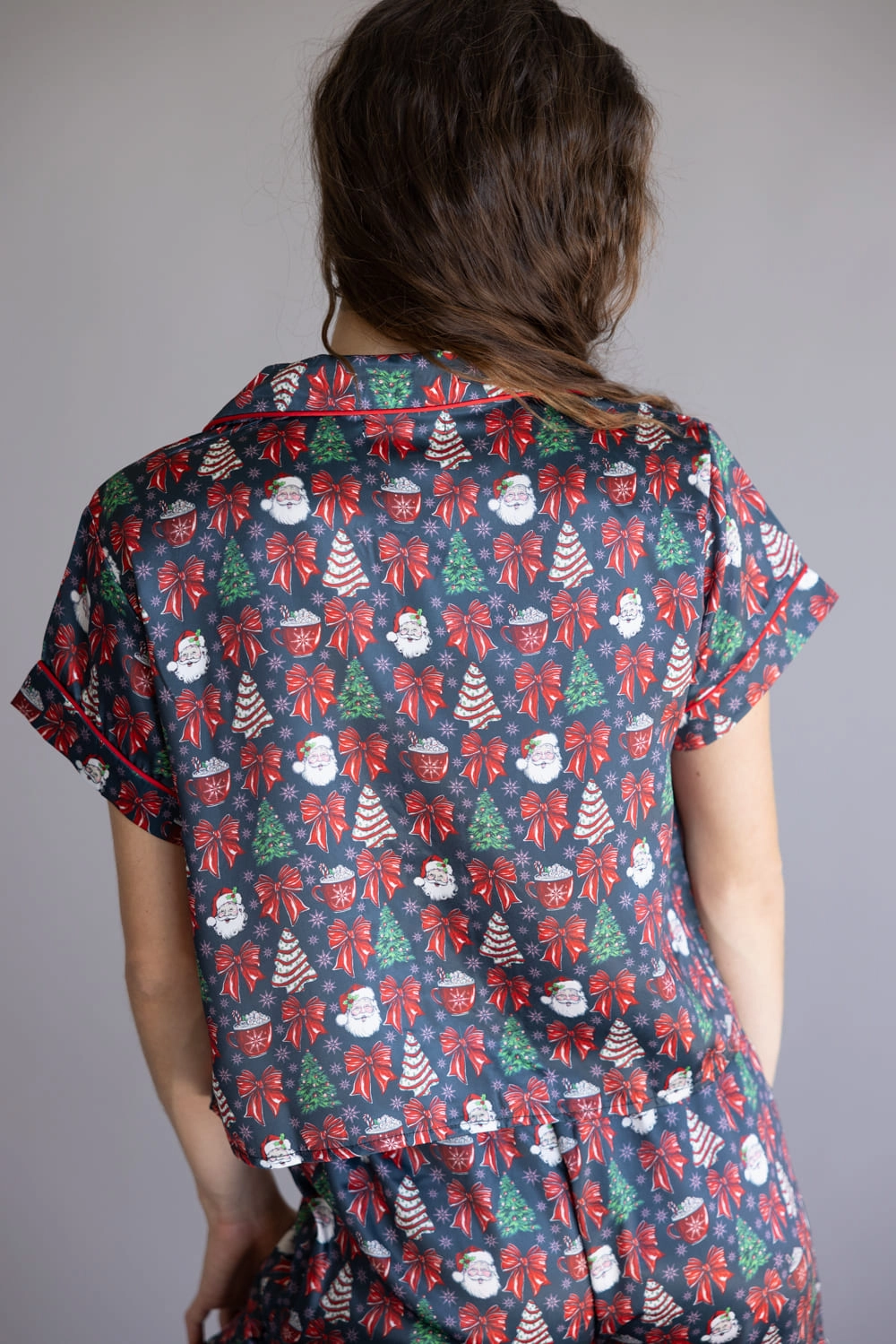 Simply Southern Holiday Pajama Shorts Set for Women in Black Multi | PP-0225-PJ-SET-SS-HLDY-TRST Clean Feel