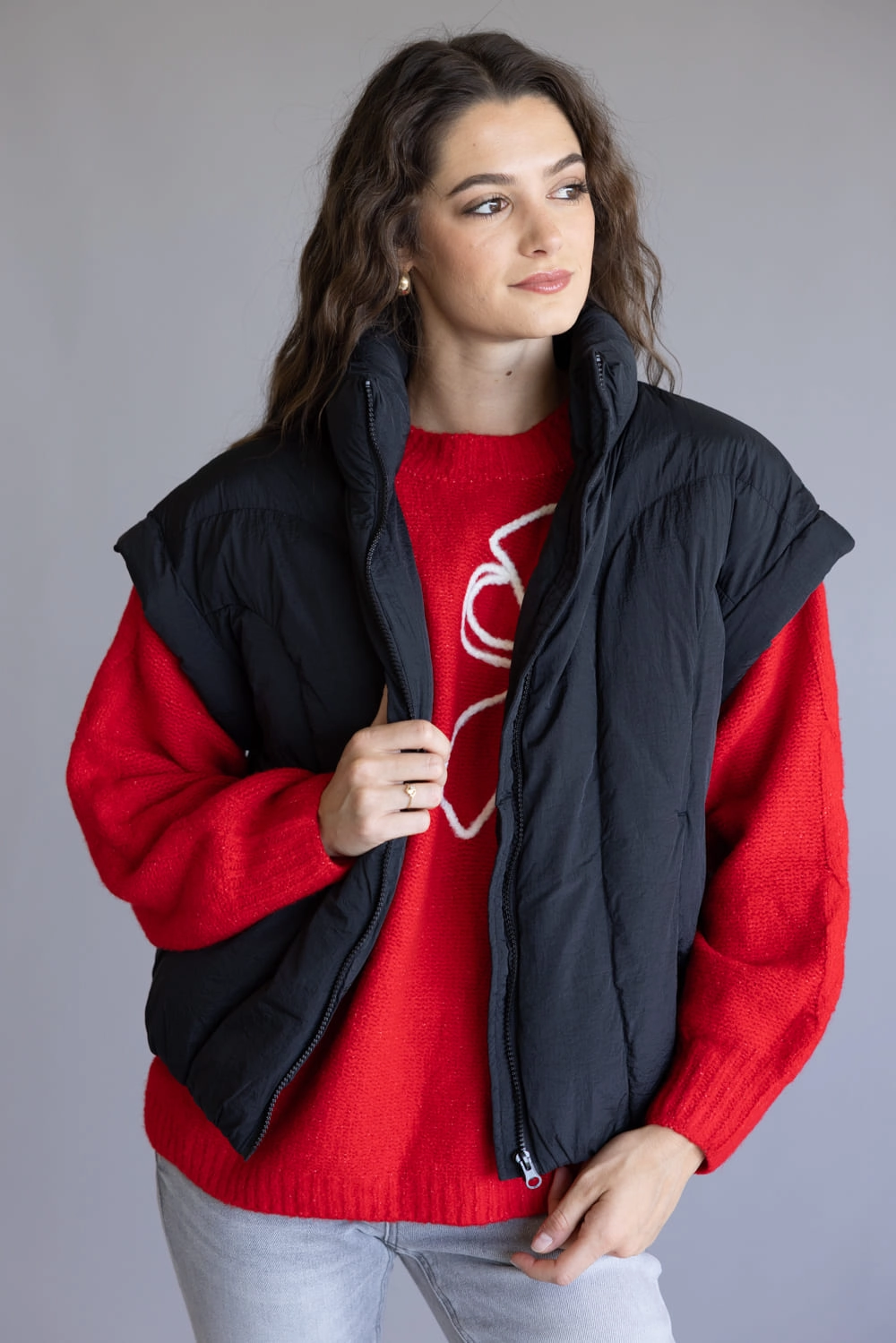 Anti Static Finish Simply Southern Lottie Puffer Vest for Women in Black | PP-0225-VEST-LOTTIE-BLK WaterproofFabric