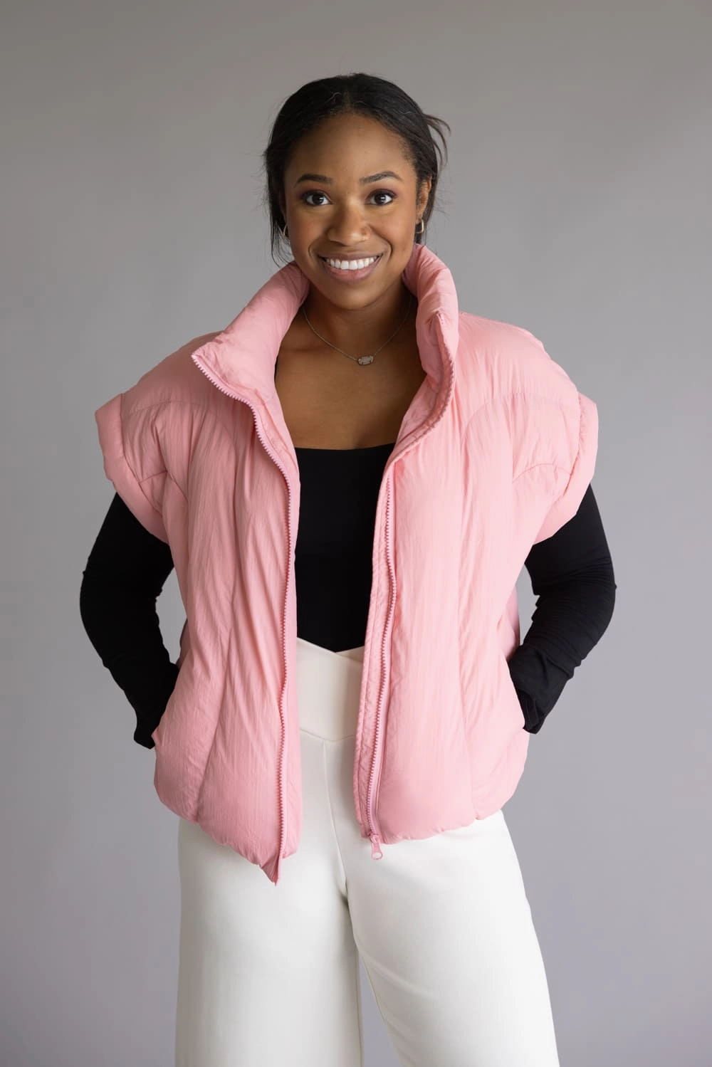 Simply Southern Lottie Puffer Vest for Women in Pink | PP-0225-VEST-LOTTIE-PETAL Essential City Piece Crisp Clean Fit
