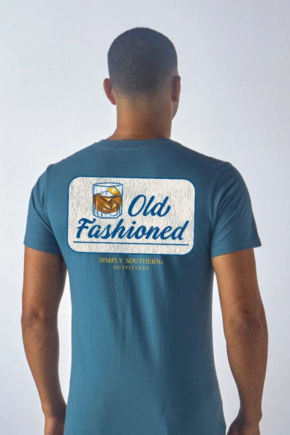 Simply Southern Old Fashioned T-Shirt for Men in Blue | MN-SS-OLD-COMET Raw Hem Finish