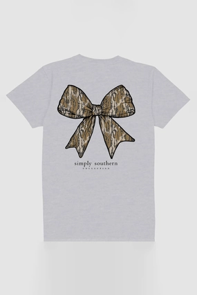 Simply Southern Plus Size Camo Bow T-Shirt for Women in Ash Grey | EXT-SS-CAMOBOW-ASHGRY Relaxed Vibes