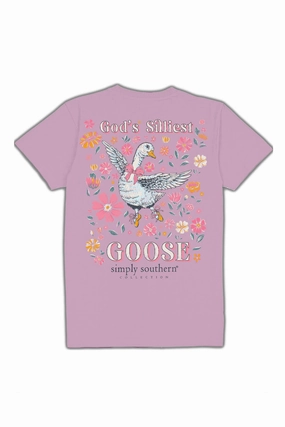 Playful Vibes Chill Vibes Simply Southern Plus Size Goose T-Shirt for Women in Purple | EXT-SS-GOOSE-WSTERIA